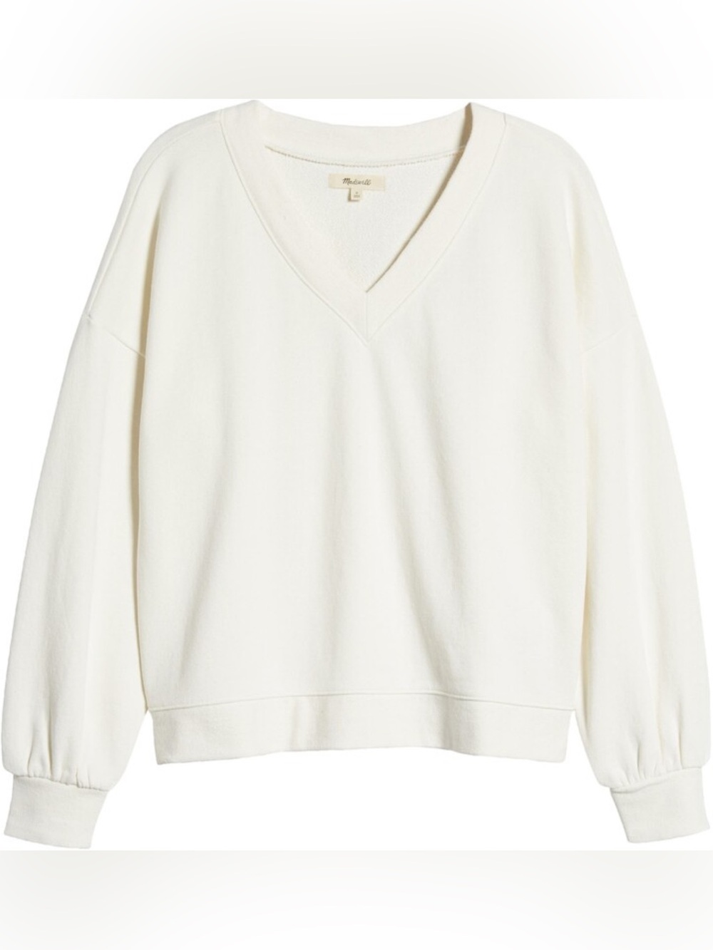 Madewell Terry Cloth V Neck Lightweight Sweater - Off-White